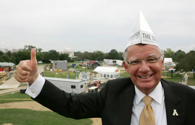 Kenneth Peacock, chancellor of Appalachian State University, shows his enthusiasm during the opening ceremony on September 22. 