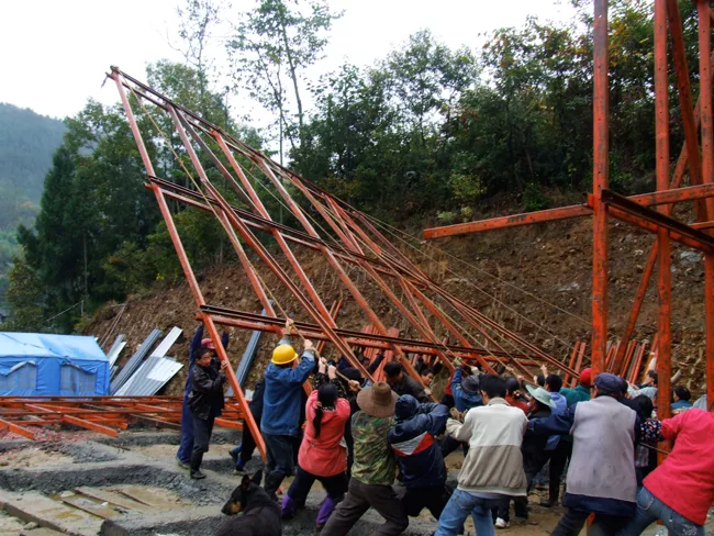 Construction using a lightweight steel frame. 