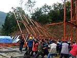 Construction using a lightweight steel frame. 