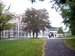View of Sibley Hall from the Arts Quad. 