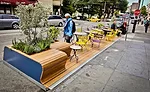 Rebar, a San Francisco firm, designed a parklet outside of Tony's Pizza Napoletana in the North Beach neighborhood.