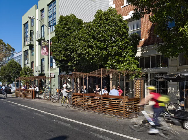 A parklet by San Francisco's Boor Bridges Architecture on Valencia Street in the Mission neighborhood.