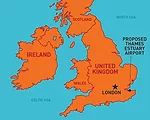 Proposal calls for new hub at the end of the Isle of Grain, some 55 kilometers east of London. 