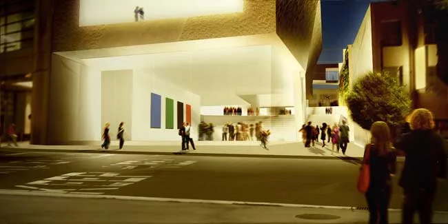 A rendering shows the new Howard Street gallery and promenade.