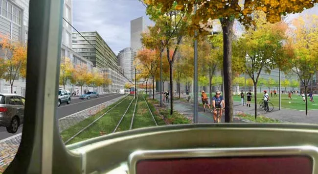 Queens Quay Transit view, looking east toward Victory silos.