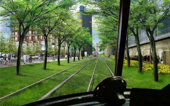 Villiers Street transit, looking west towards Essroc silos.