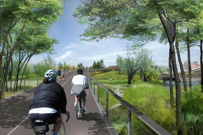 Cycling south on the Don Valley Trail.