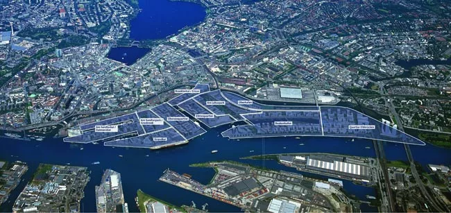 HafenCity is being developed from west to east and from north to south with 10 distinct neighborhoods.