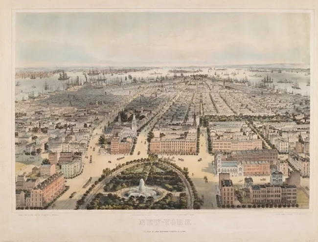 Union Square, looking south, 1849, published by John Bachmann.