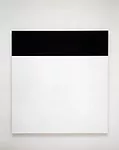The gallery looks like a three-dimensional version of Kelly's 1966 painting Black Over White.