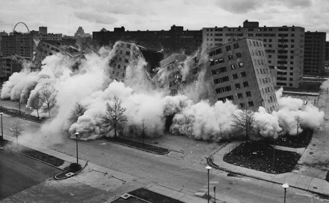 The first Pruitt-Igoe building to be demolished was imploded in 1972.