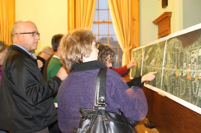 Community members participate in an exercise to show their treasured places during the Shelburne SDAT.