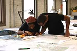 Students work with the Regional UDAT team members on the Pratt City disaster response project in Alabama after tornadoes devastated the neighborhood.