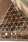 Interior of Ban&rsquo;s scheme for the Cardboard Cathedral.