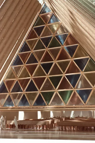Interior of Ban’s scheme for the Cardboard Cathedral.