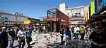 Re:START is constructed of colorful, stacked shipping containers.
