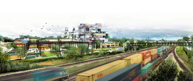 Rendering of Studio Gang Architects' <em>The Garden in the Machine</em> project for Cicero, Illinois.