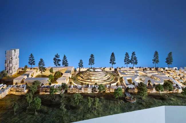 Architectural model for WORKac's <em>Nature-City</em> project for Keizer, Oregon.