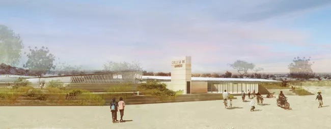 This school project in one of the world’s poorest countries aims to provide further education to the inhabitants of a rural area. The natural ventilation is enhanced by routing air through under