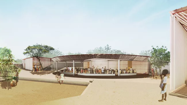 This school project in one of the world’s poorest countries aims to provide further education to the inhabitants of a rural area. The natural ventilation is enhanced by routing air through under
