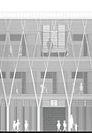 The diagrid facing the courtyard references the native Kapok tree, a visual nod to the project's biomimetic features.