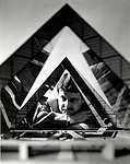 Stanley Tigerman and model of his <em>Instant City</em> (1966)