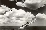 <em>The Titanic</em> (1978), photomontage on paper, depicting Mies&rsquo;s Crown Hall sinking into (or perhaps rising up from) Lake Michigan.