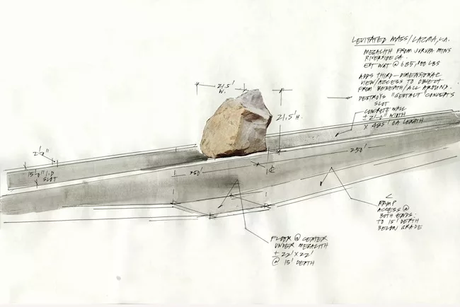 <p>Michael Heizer, Preliminary sketch for <em>Levitated Mass</em>, 2011</p>