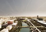 An aerial view of OMA's proposal.