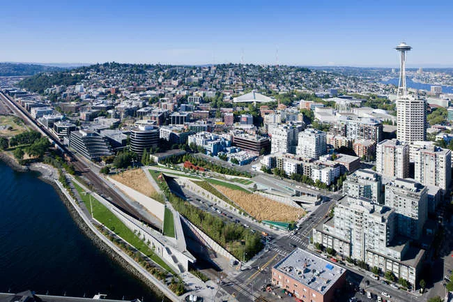 <p class='MsoNormal'>Aerial view of Olympic Sculpture Park in Seattle, Washington.</p>