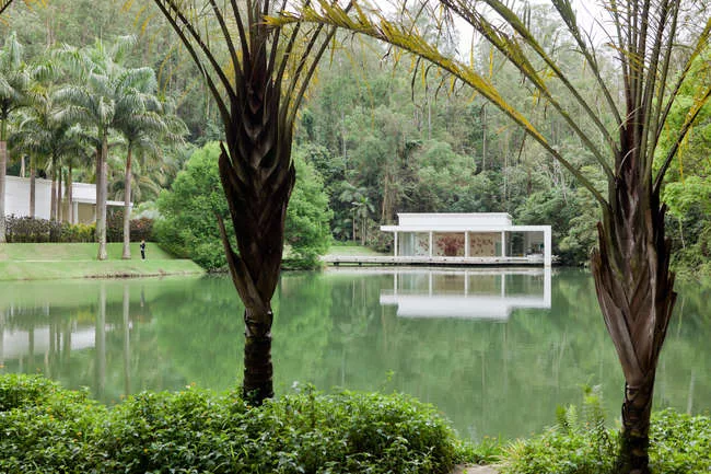 View of pavilion at Inhotim housing <em>True Rouge</em> by Tunga (1997).
