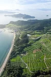 Aerial view of Teshima Art Museum.