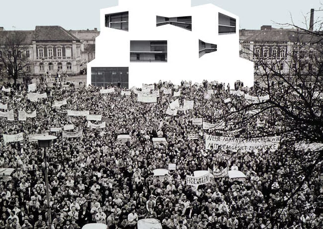 Collage of the Commercial Building at the Grand Traiano Art Complex.