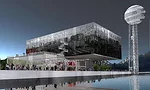 Odile Decq's Pavilion 8 office building will house a 'floating' restaurant and offices in Lyon's former wharf district.