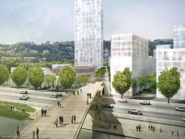 Pôle de Loisirs et de Commerces (PLC), a 700,000-square-foot shopping and recreation complex, including a hotel and multiplex, designed by Paris-based Jean-Paul Viguier.
