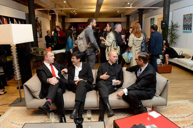 The crowd at the Archtober reception at the Poltrona Frau showroom in New York.