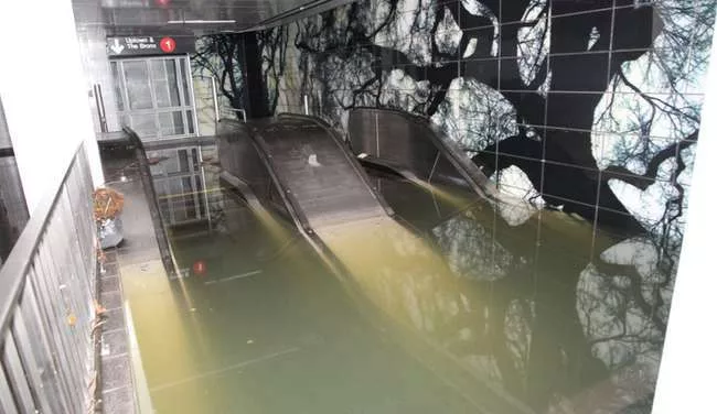 The South Ferry subway station in Lower Manhattan was submerged on the morning of Tuesday, October 30.