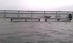 The Hudson River breached the Battery Park Esplanade on Monday, October 29.