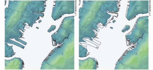 Rising water level models from <em>On the Water: Palisade Bay</em> were used as point of departure for the proposals shown in <em>Rising Currents</em>
