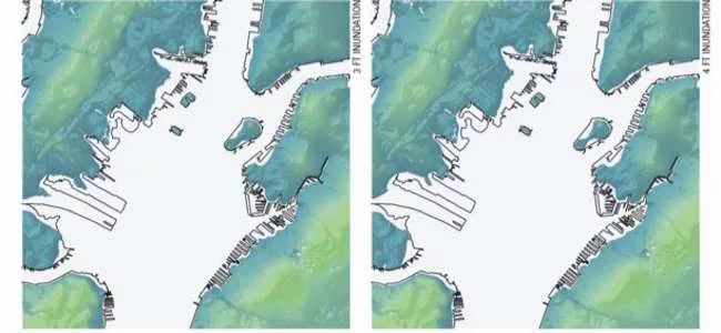 Rising water level models from <em>On the Water: Palisade Bay</em> were used as point of departure for the proposals shown in <em>Rising Currents</em>
