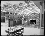 Outdoor barbecue at a Wurderman and Beckett-designed house (landscape by Leo Bachman) in Los Angeles, 1946<br />