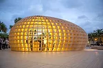 An egg-shaped beach bar pavilion by Los Carpinteros may have been the most popular art intervention at this year's the Art Basel Miami Beach.