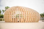 An egg-shaped beach bar pavilion by Los Carpinteros may have been the most popular art intervention at this year's the Art Basel Miami Beach.