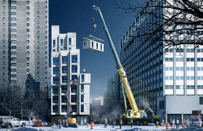 nARCHITECTS's winning design for a micro-unit apartment building in Manhattan's Kips Bay neighborhood.