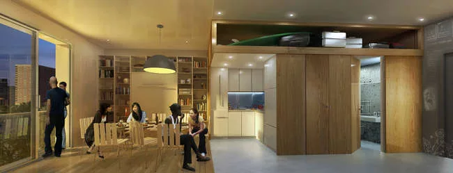 nARCHITECTS's winning design for a micro-unit apartment building in Manhattan's Kips Bay neighborhood.