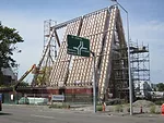 The roof of the cathedral will be comprised of 96 cardboard tubes when the building is completed in May.