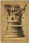 Henri Labrouste (French, 1801-1875). The Pantheon, Rome. Capital and base of a column of the portico. 1825-1830. Pen, ink, graphite and watercolor on paper. <span style='color: #000000; font-family: V