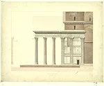 Henri Labrouste, Le Panthéon à Rome, élévation latérale du portique et profil d’un pilastre, [1825-1830], 41,1 x 46,9 cm, Paris, AA, 268.7 <span style='font-style: norma