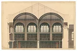 Henri Labrouste, Bibliothèque Sainte-Geneviève, coupe transversale sur la salle de lecture, fin 1850, 66 x 99 cm Paris, BSG, Ms. 4273 (41) <span style='font-style: normal; font-variant: norm