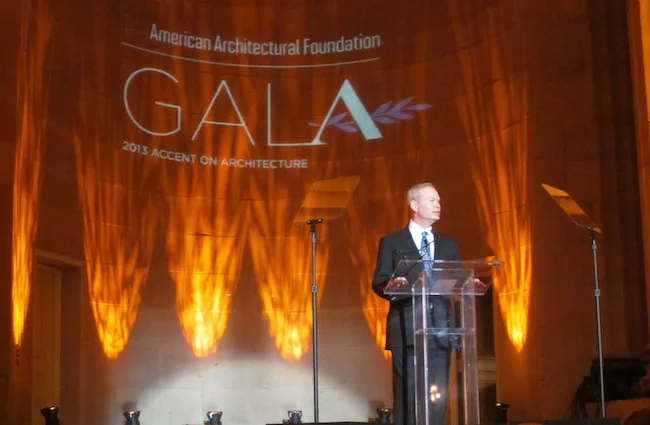 Oklahoma City mayor Mick Cornett accepts the Joseph P. Riley Jr. Award for Leadership in Urban Design.